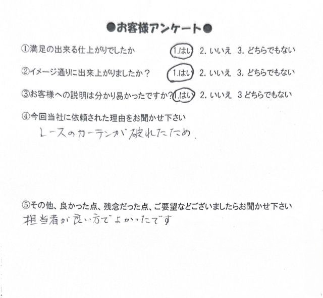 ITTO 川島織物セルコン　レースカーテン　障子張り替えのご注文いただいたお客様からのアンケート