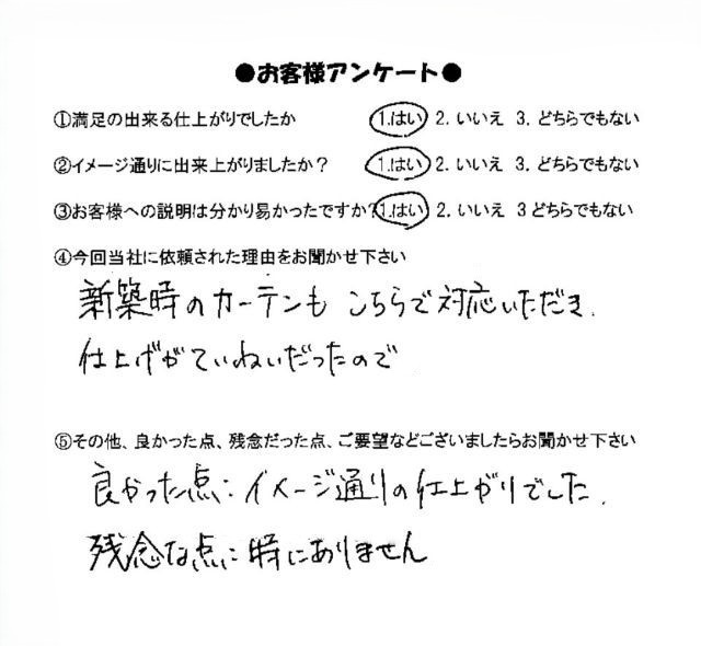 プリ-ツスクリ-ンツインスタイルをご注文くださったお客様からのアンケ-ト