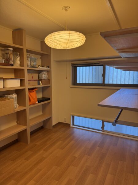 和室から洋室 リノベーション 棚 フィクサス3尺 4.5尺の組み合わせ