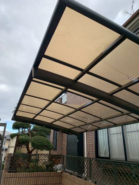 カーポート　屋根修理　ビフォー 　